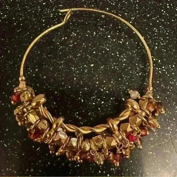 Gas Bijoux France boho style gold plated earrings with crystals - Picture 3 of 4